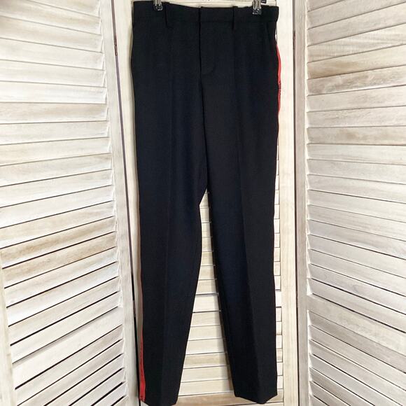 Zadig & Voltaire Black Poemo Band Red Track Stripe Trouser Pants 36 S - Picture 6 of 12